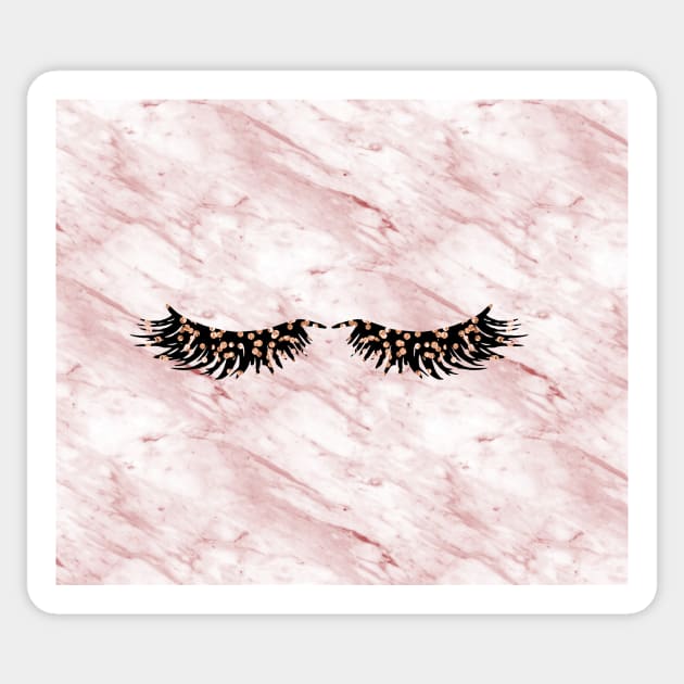 Pink marble rose gold lashes Sticker by marbleco